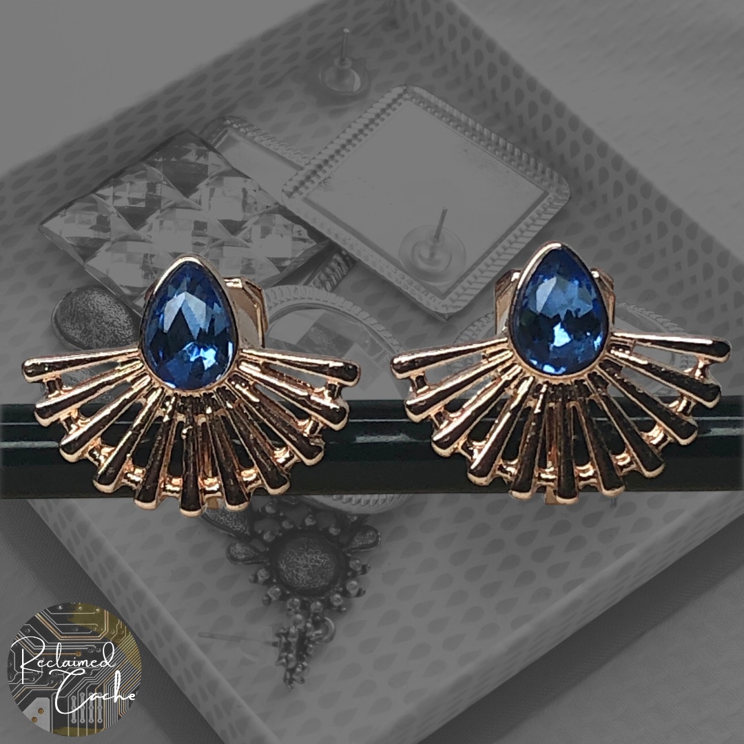 Rose Gold Fan ClipOn Stud Earrings